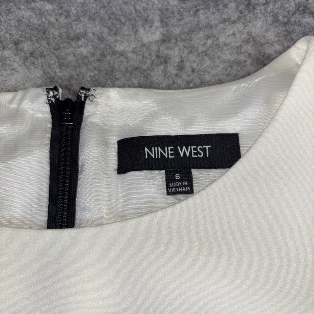 New Nine West Sleeveless Dress Women's 6 Navy Combo Retro Minimalist Classy - Picture 9 of 12